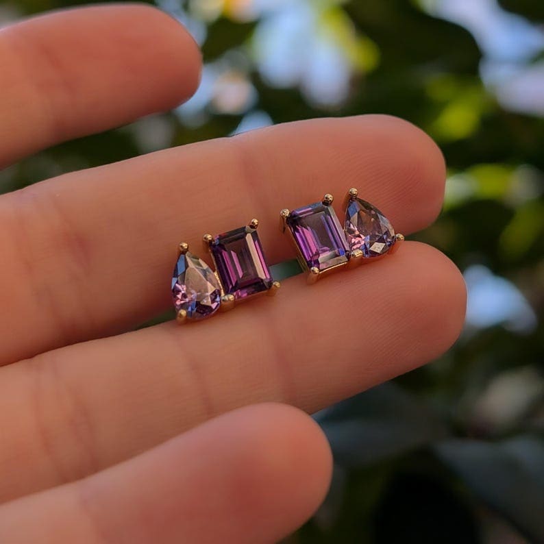 The Aurora - Toi et Moi Amethyst Earrings Earrings Handmade Handcrafted