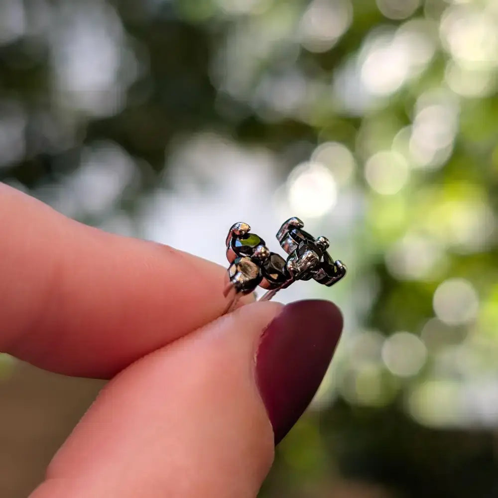 Tri-Cluster Onyx Stud Earrings Earrings Handmade Handcrafted
