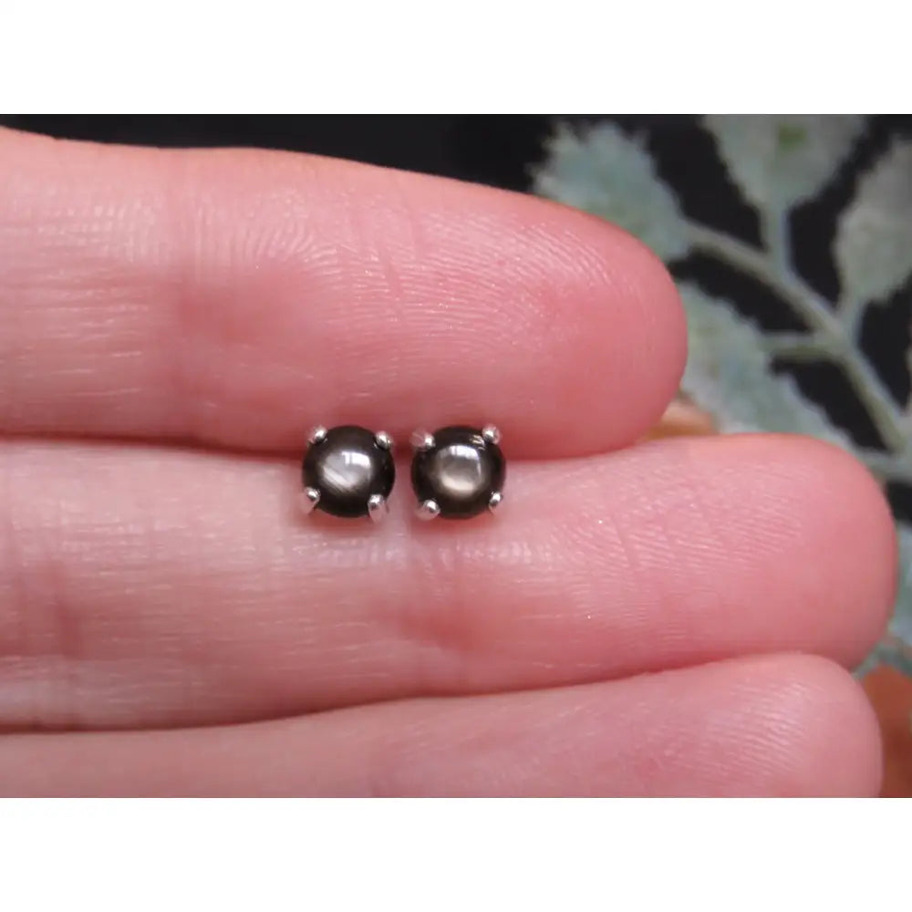 Black Star Sapphire Stud Earrings Earrings Handmade Handcrafted