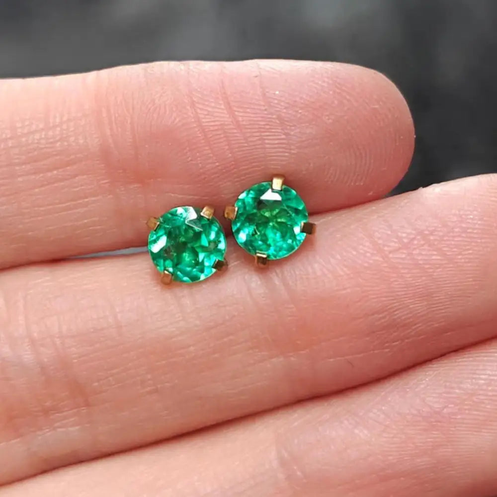 Faceted Natural Emerald Doublet Earrings Earrings Handmade Handcrafted