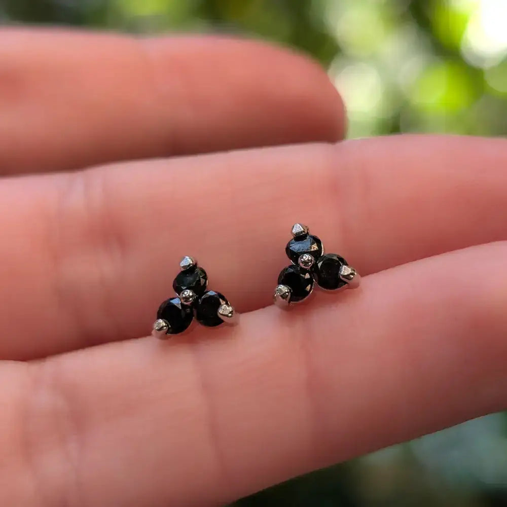 Tri-Cluster Onyx Stud Earrings Earrings Handmade Handcrafted