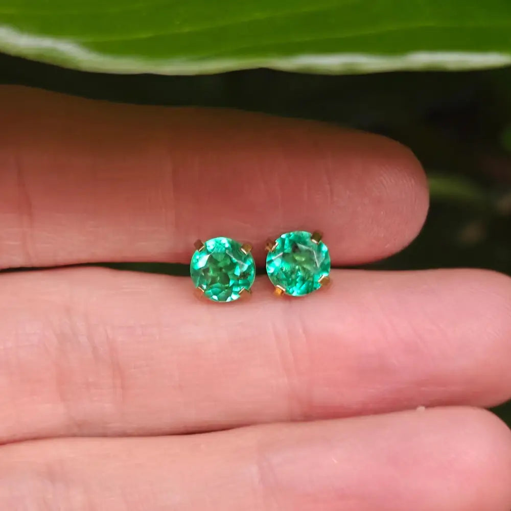 Faceted Natural Emerald Doublet Earrings Earrings Handmade Handcrafted
