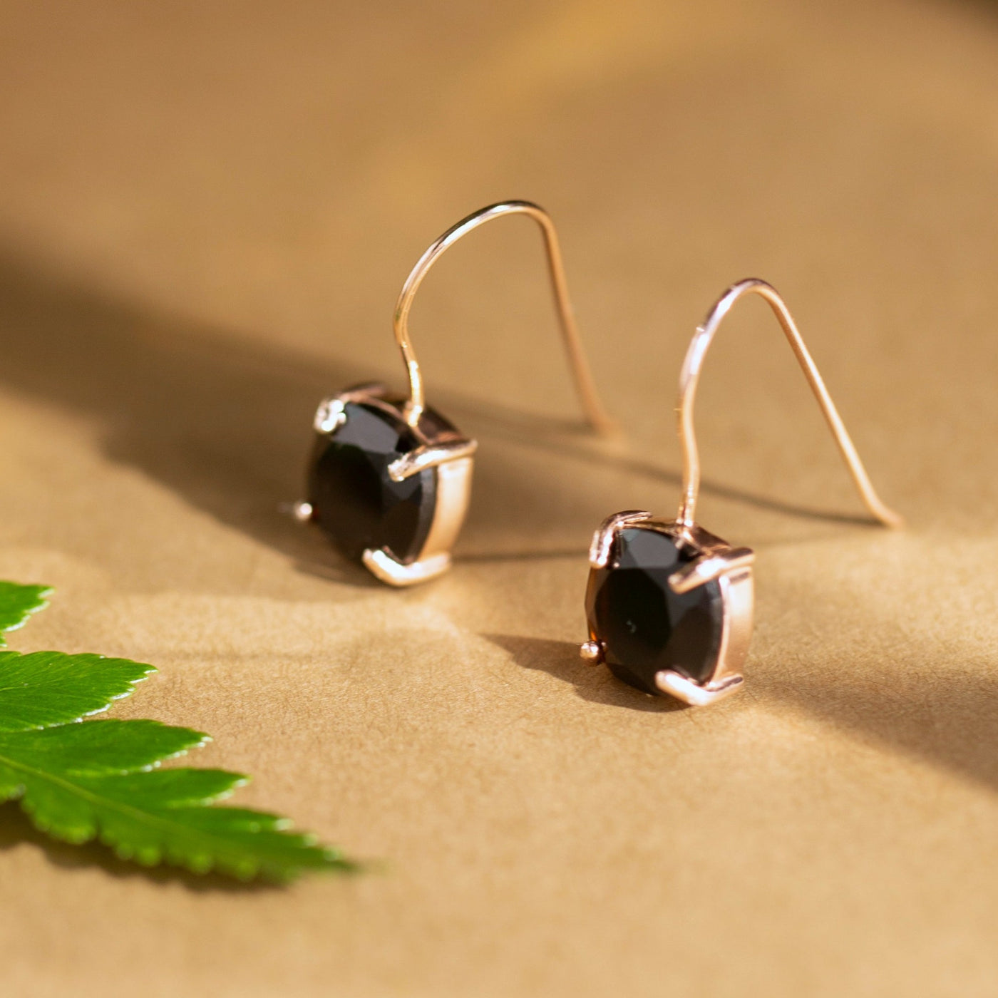 The Ashera - Natural Onyx Dangle Earrings