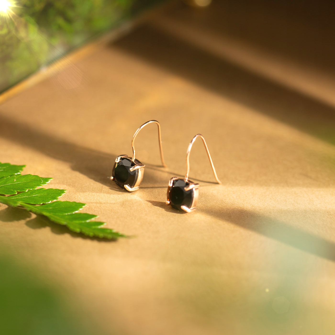 The Ashera - Natural Onyx Dangle Earrings