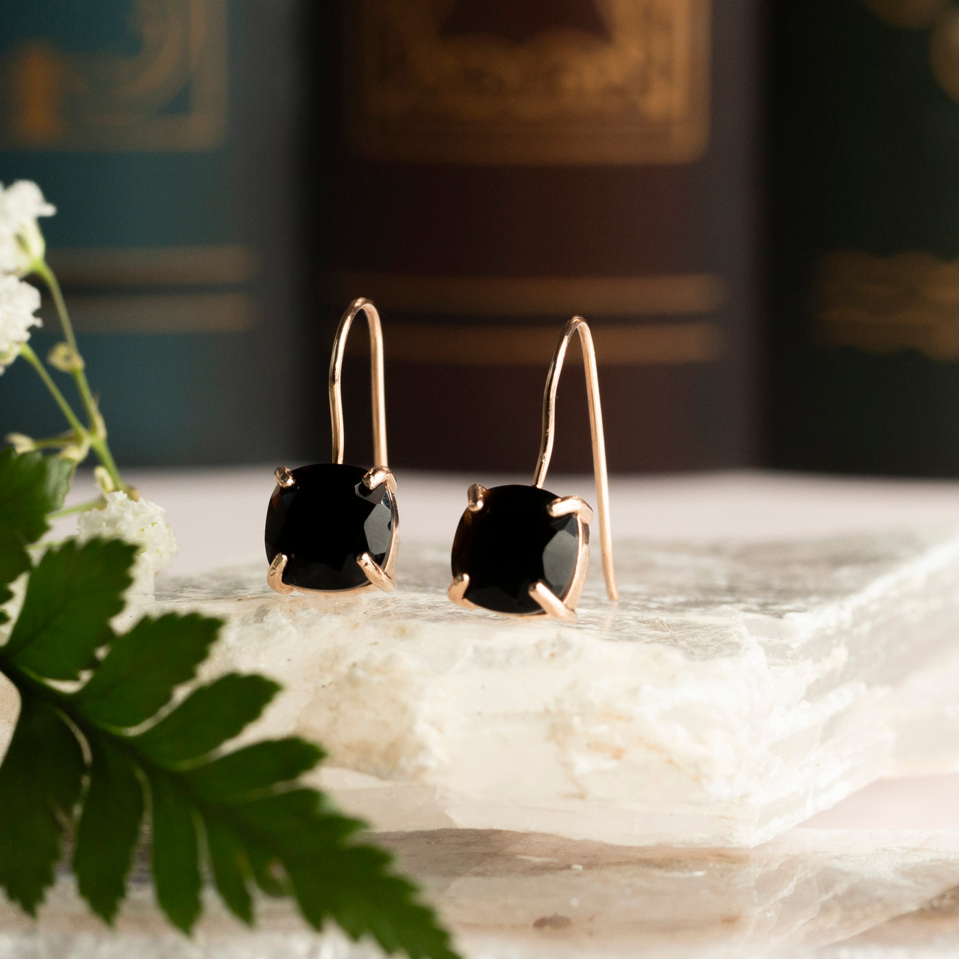 The Ashera - Natural Onyx Dangle Earrings