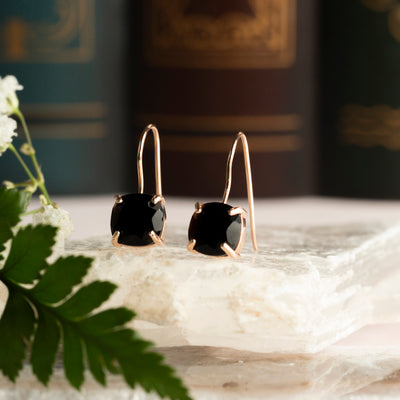 The Ashera - Natural Onyx Dangle Earrings