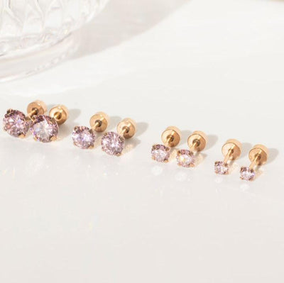 Pink Tourmaline Stud Earrings