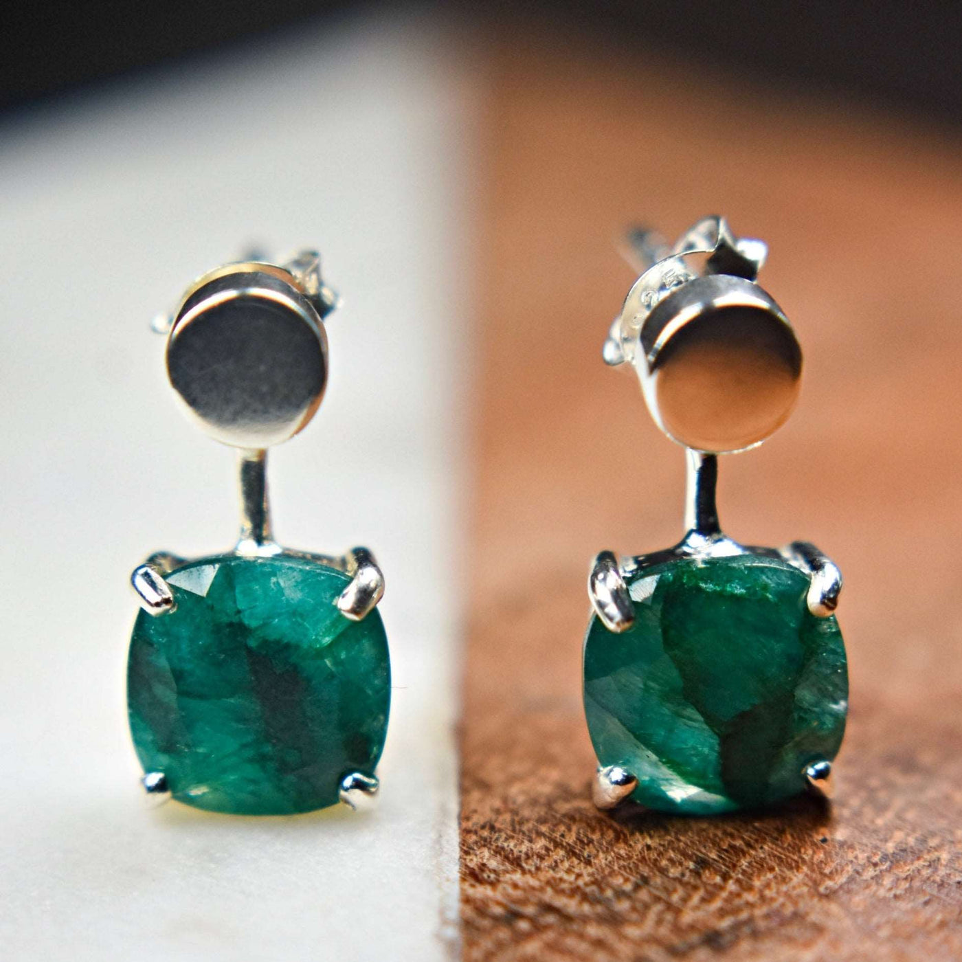 Emerald Jacket Dangle Earrings