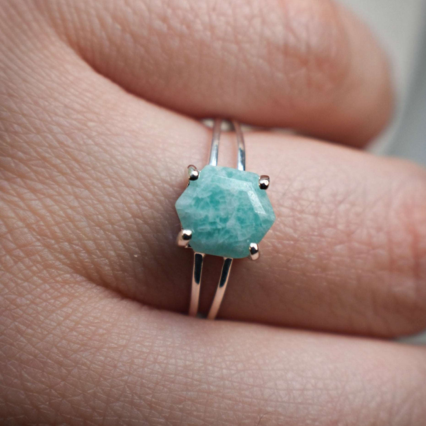 Hexagon Amazonite Ring