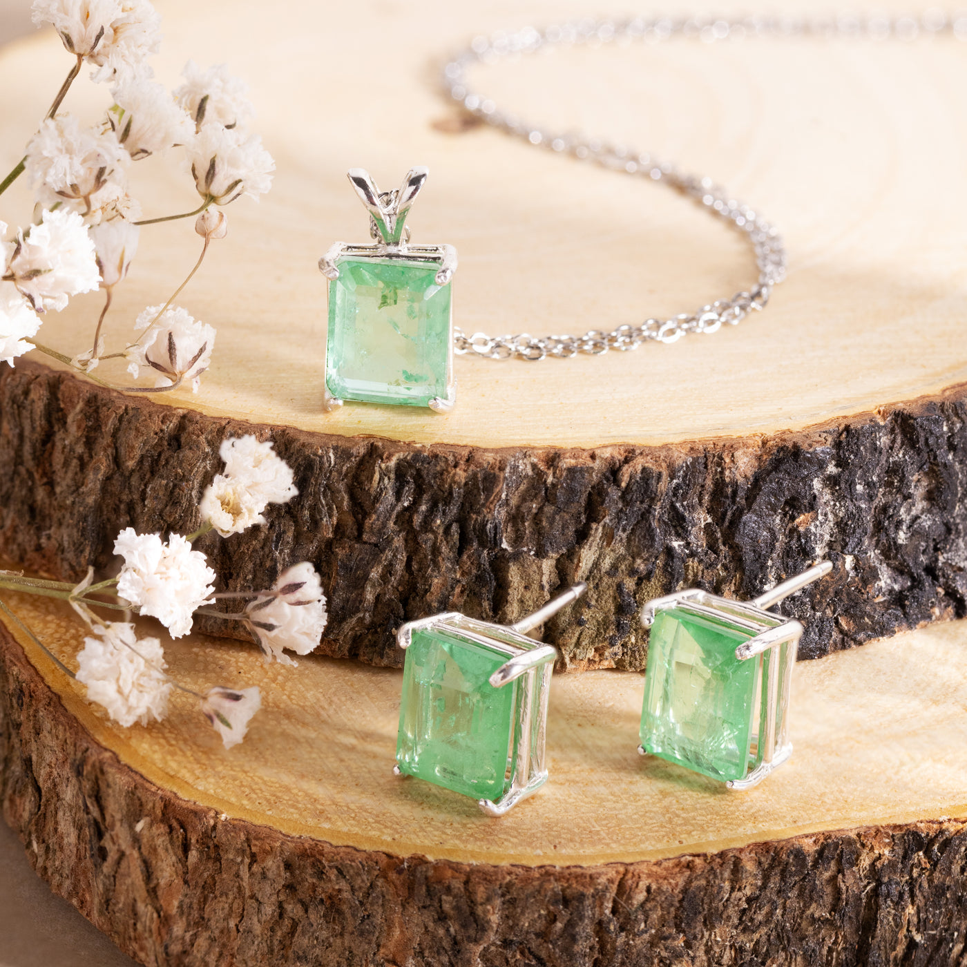 Emerald Cut Emerald Doublet Necklace