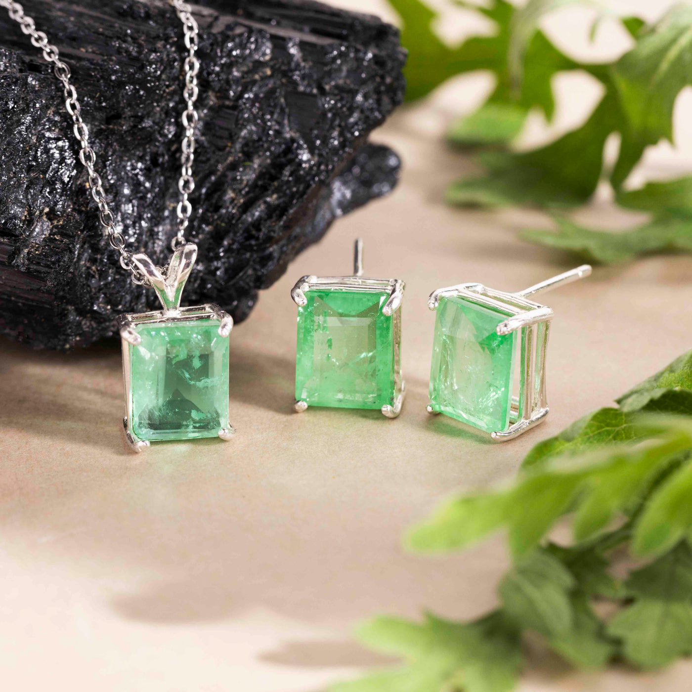 Emerald Cut Emerald Doublet Necklace