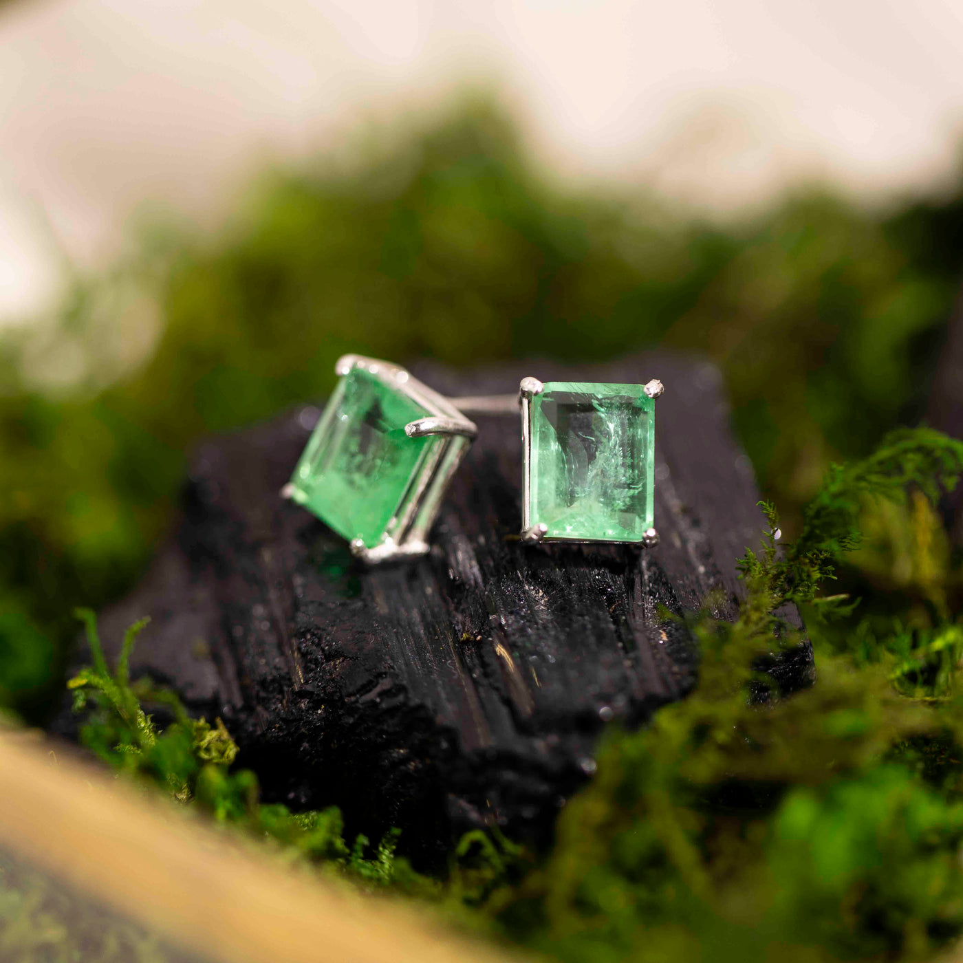 Emerald Cut Emerald Doublet Earrings