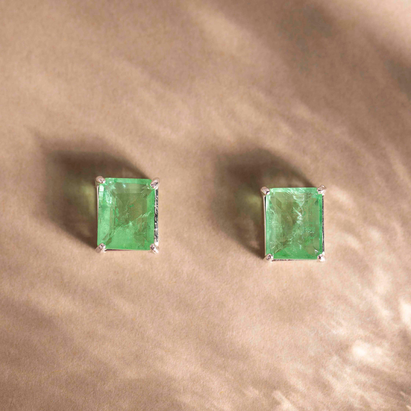 Emerald Cut Emerald Doublet Earrings