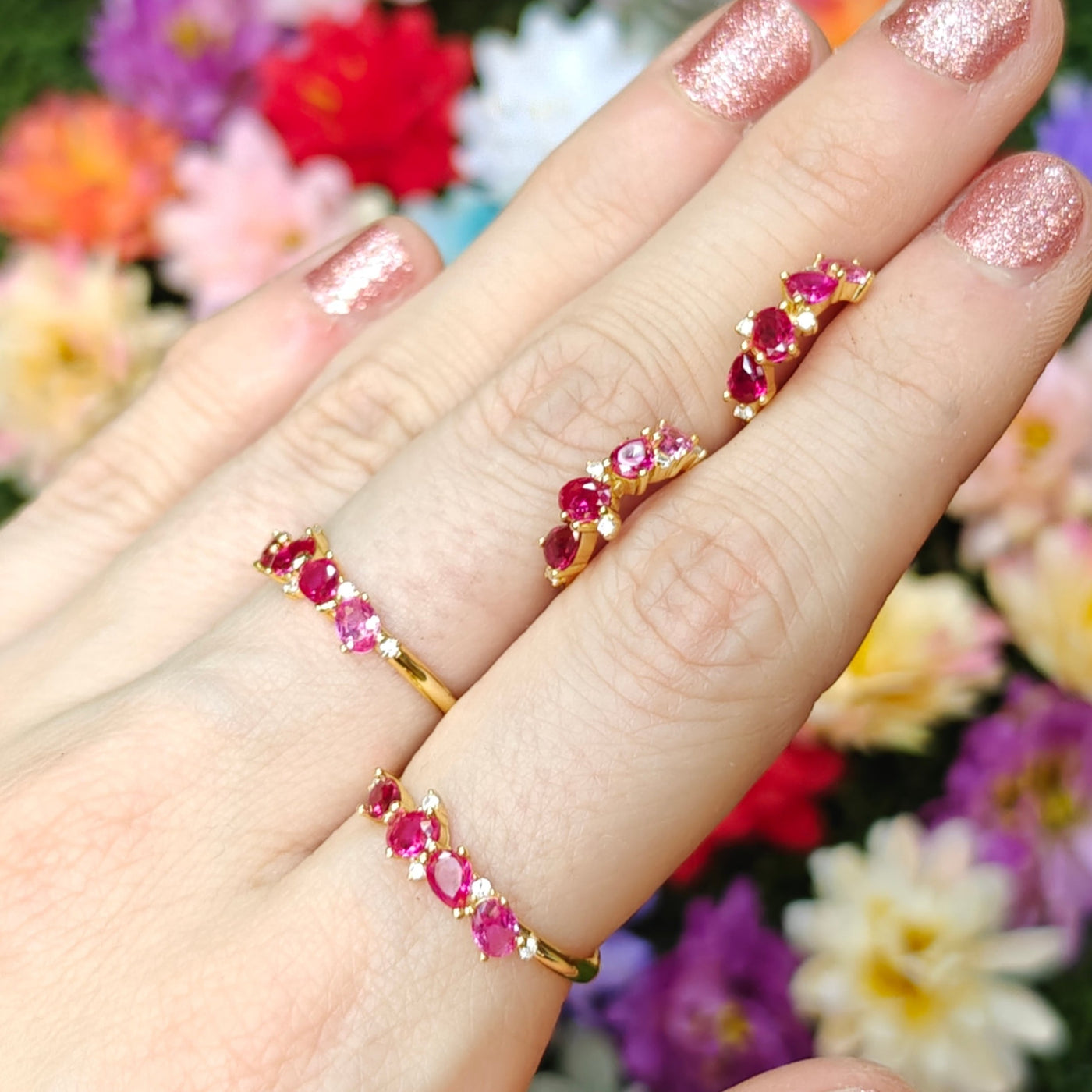 The Legacy - Ruby Cluster Ombre Ring