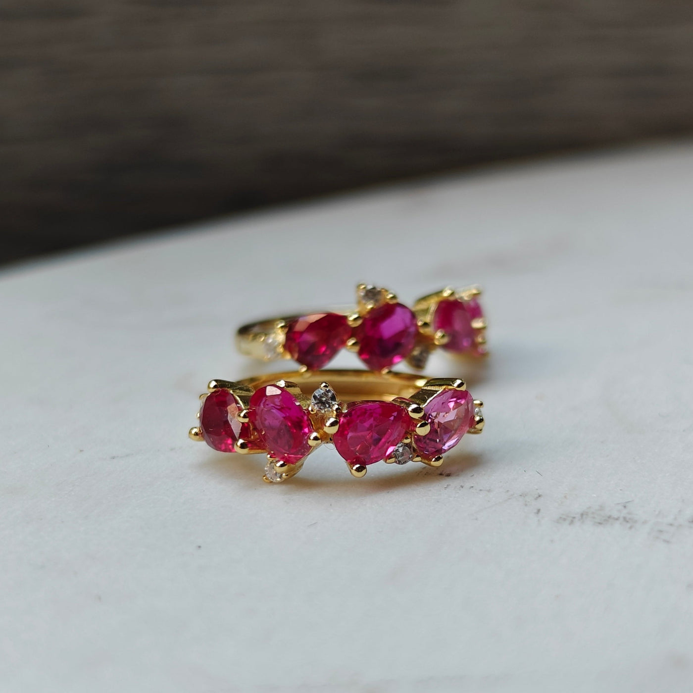 The Legacy - Ruby Cluster Ombre Earrings