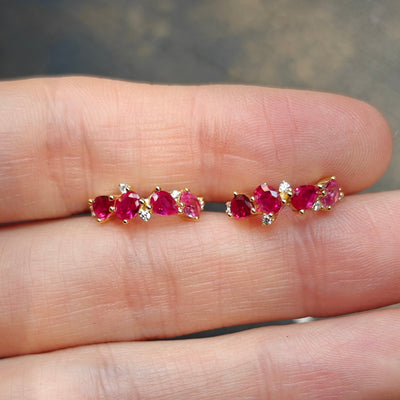 The Legacy - Ruby Cluster Ombre Earrings