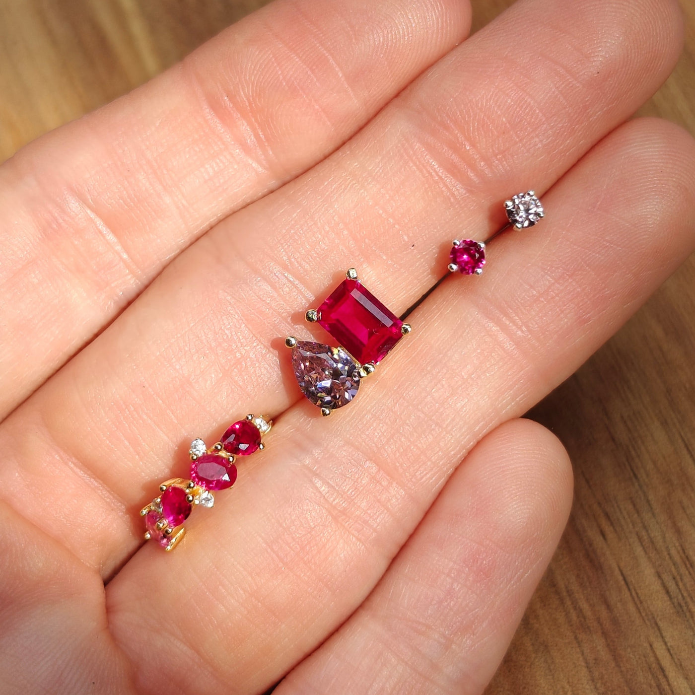 The Legacy - Ruby Cluster Ombre Earrings