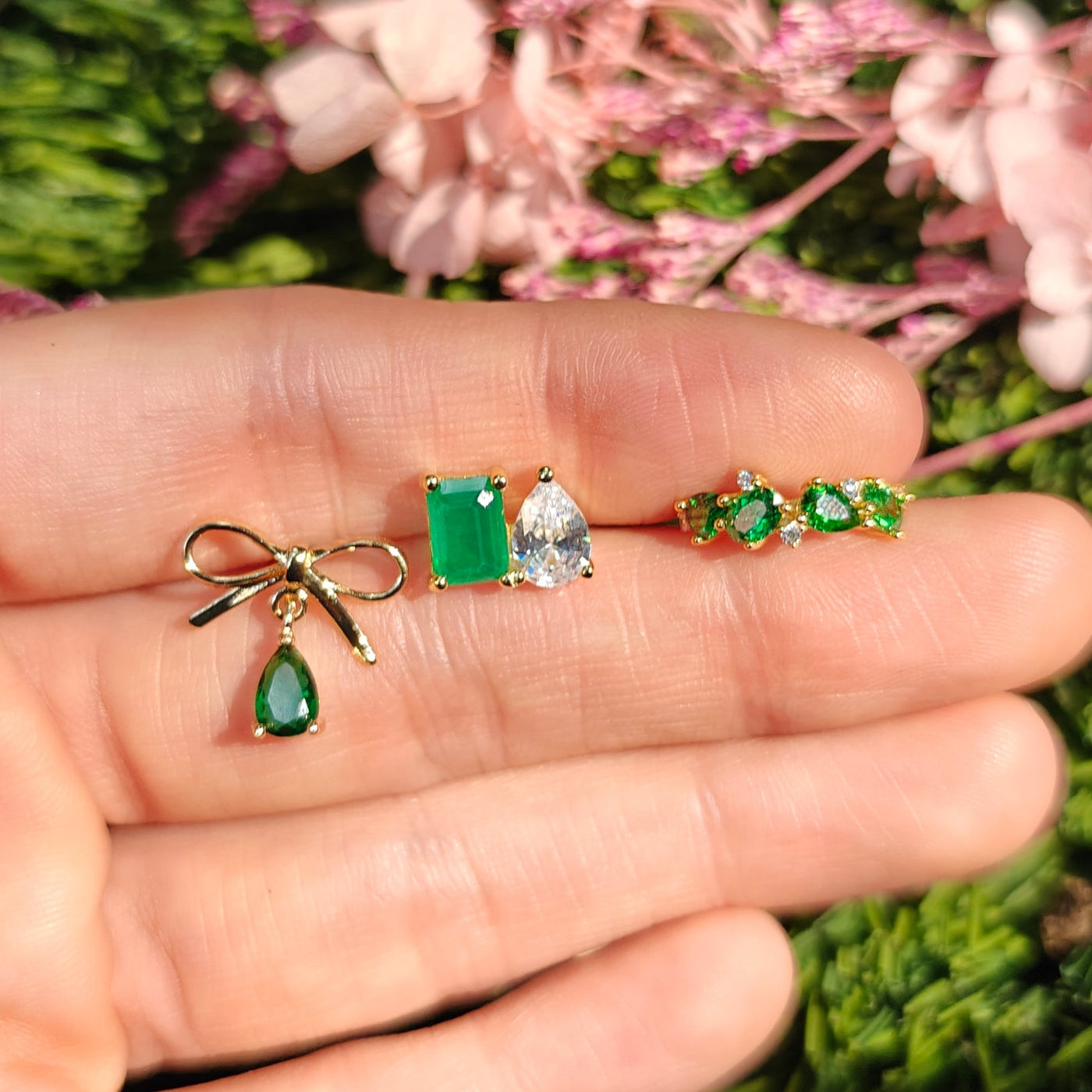 The Legacy - Emerald Cluster Ombre Earrings