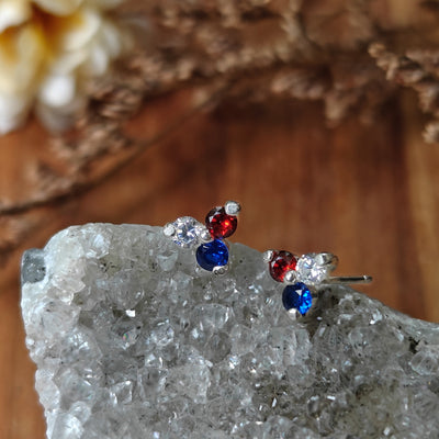 Red, White, & Blue Tri-Cluster Stud Earrings