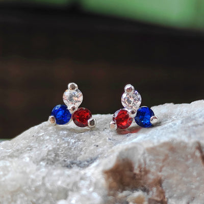 Red, White, & Blue Tri-Cluster Stud Earrings