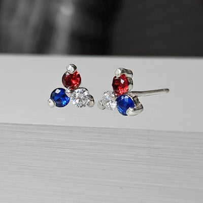 Red, White, & Blue Tri-Cluster Stud Earrings