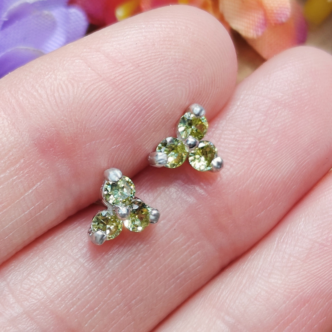 Tri-Cluster Peridot Earrings