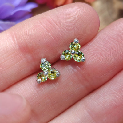 Tri-Cluster Peridot Earrings