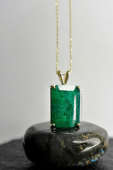 EMERALD CUT EMERALD NECKLACE