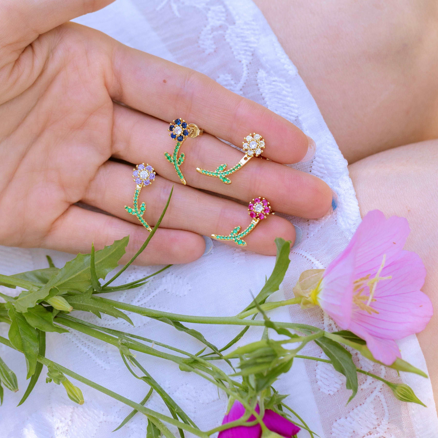 Floral Jacket Earrings - Small