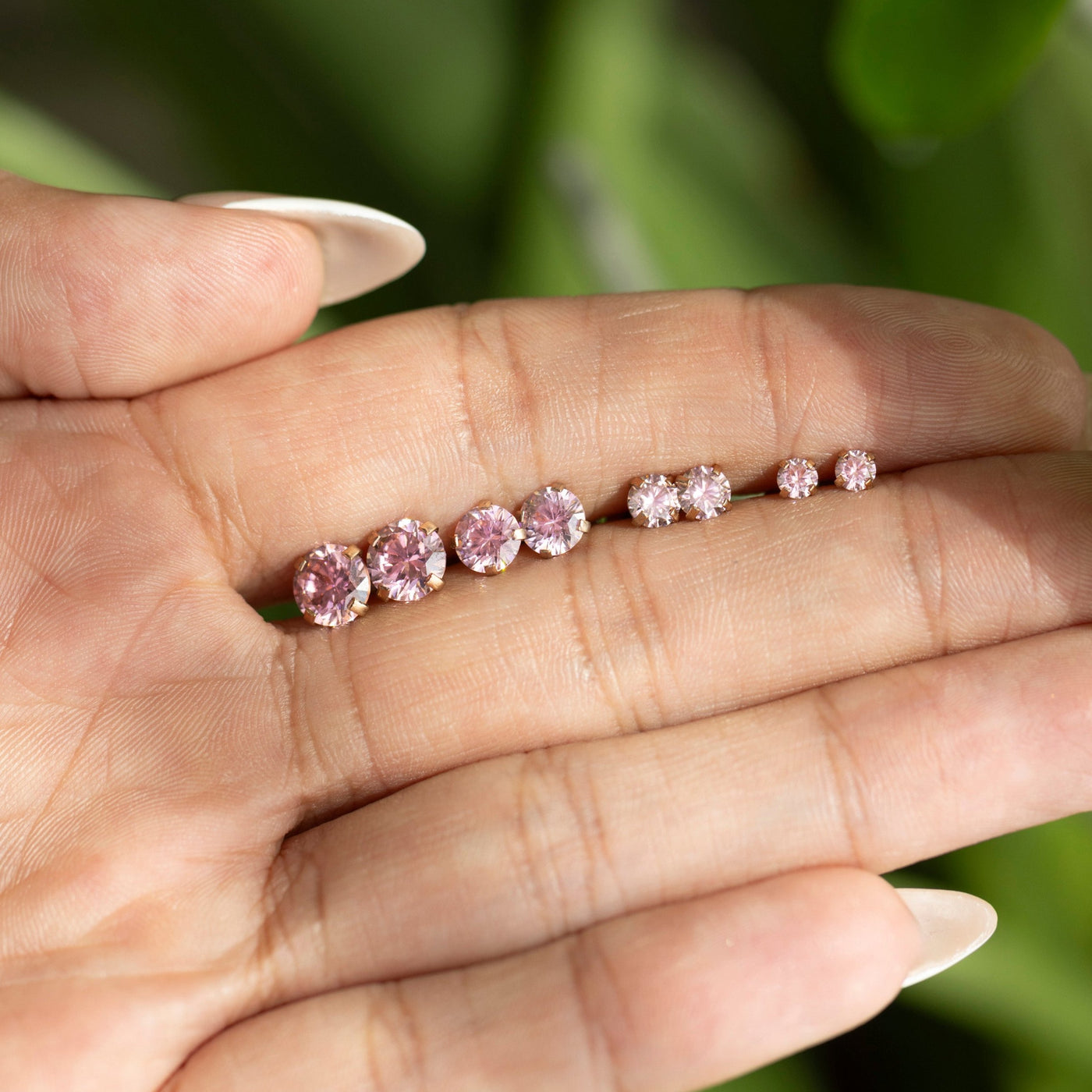 Pink Tourmaline Stud Earrings