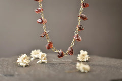 RAW GARNET BEADED NECKLACE - JSL