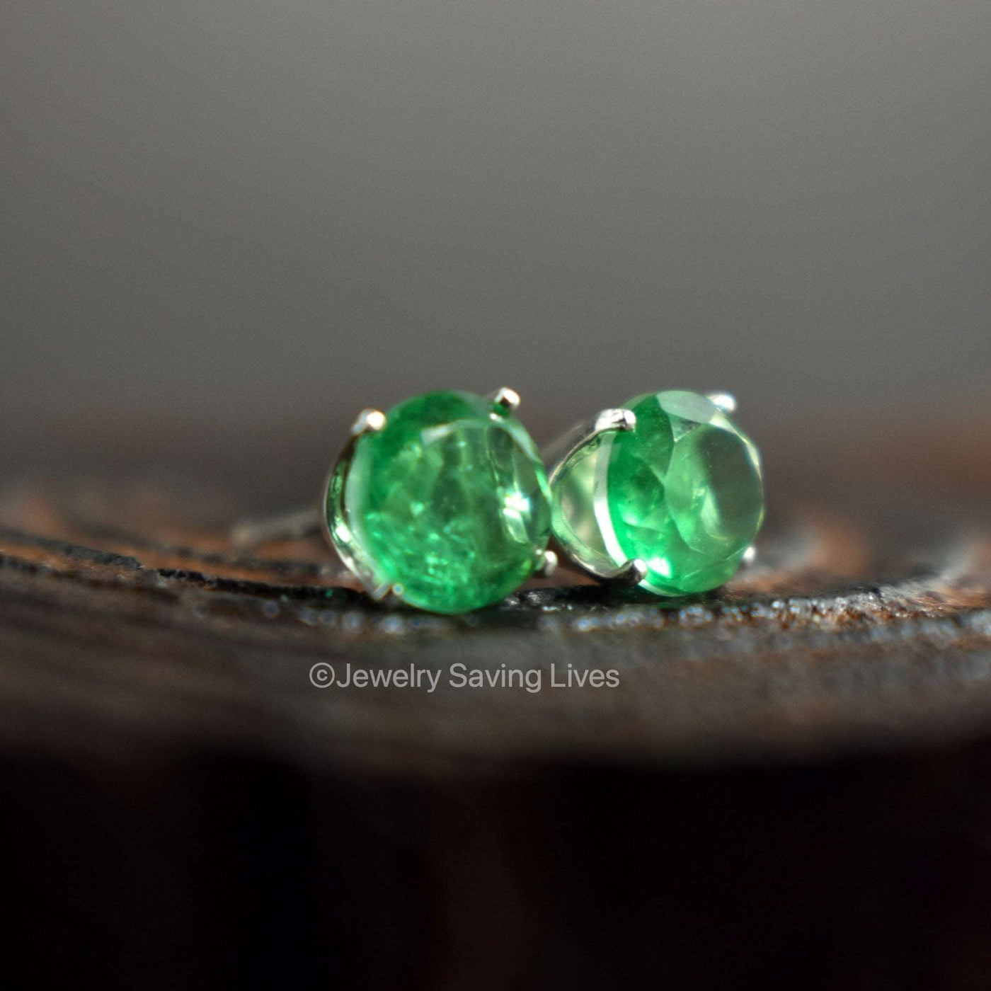 Faceted Natural Emerald Doublet Earrings