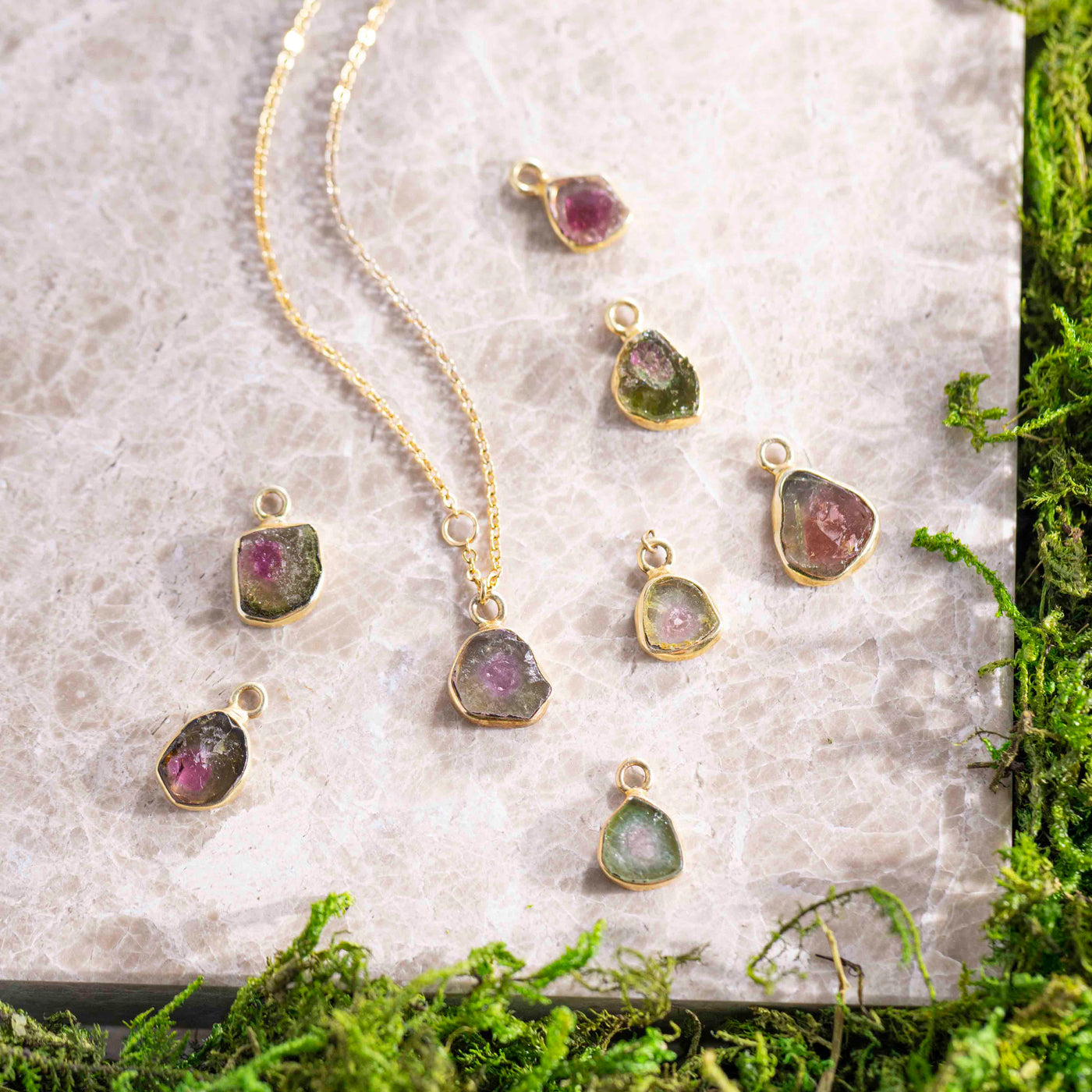 Watermelon Tourmaline Bezel Necklace