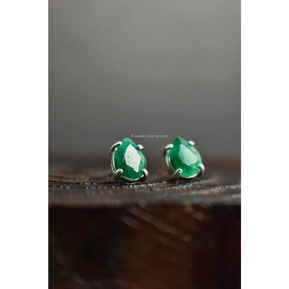 Teardrop Natural Emerald Earrings Earrings Handmade Handcrafted