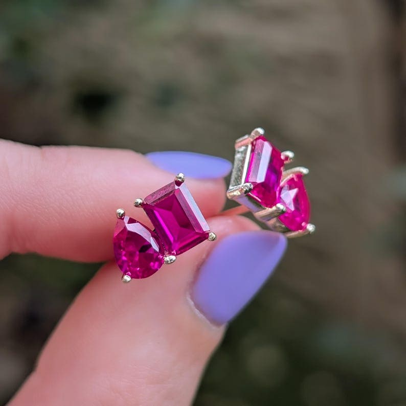 The Aurora - Toi et Moi Ruby Earrings Earrings Handmade Handcrafted