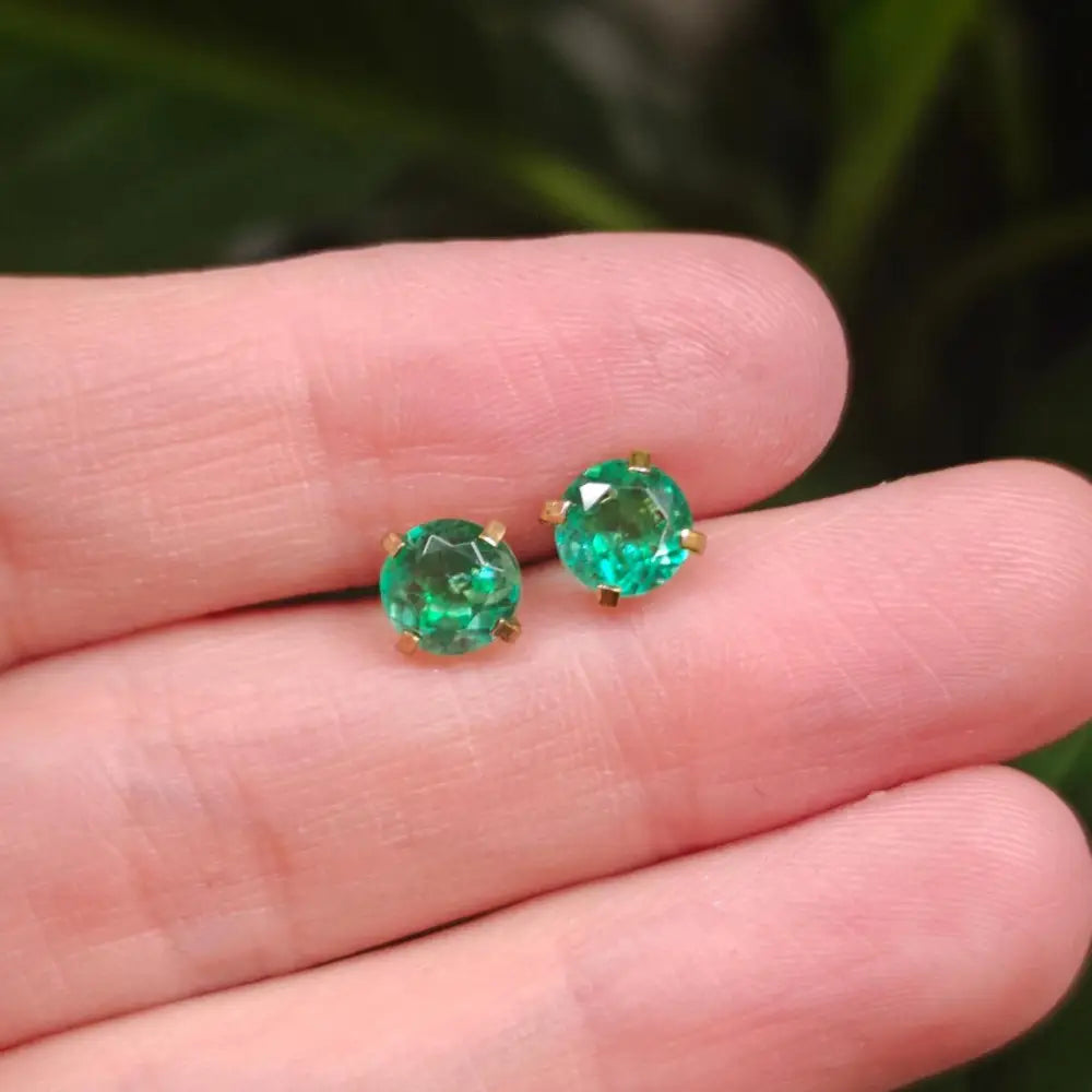 Faceted Natural Emerald Doublet Earrings Earrings Handmade Handcrafted