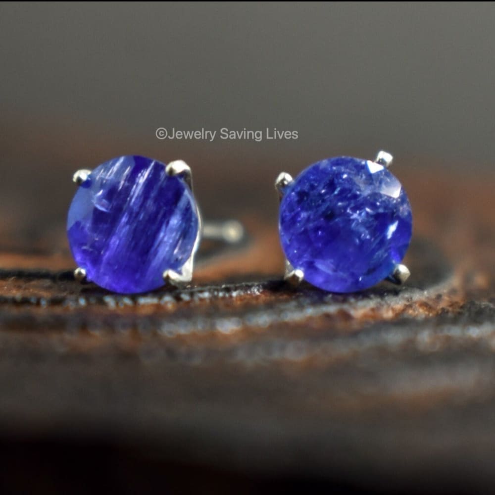 AA Natural Tanzanite Stud Earrings Earrings Handmade JSL Made in USA