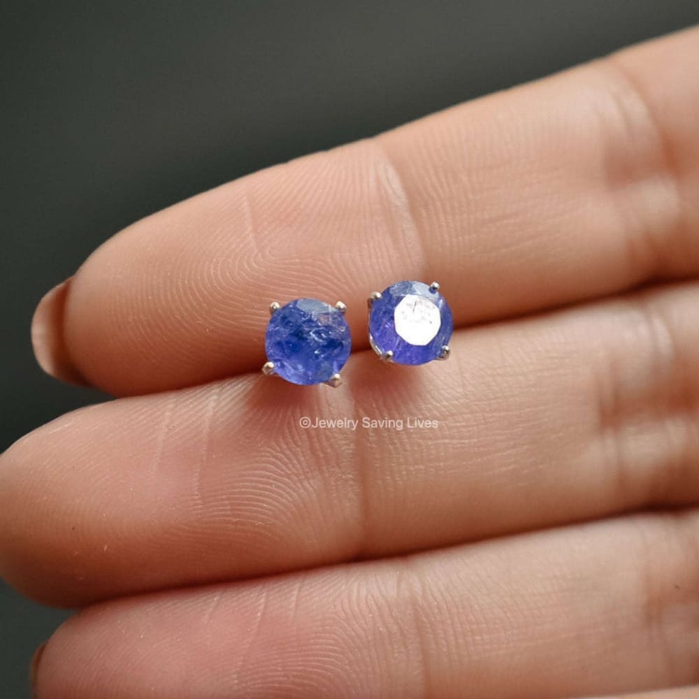 AA Natural Tanzanite Stud Earrings Earrings Handmade JSL Made in USA