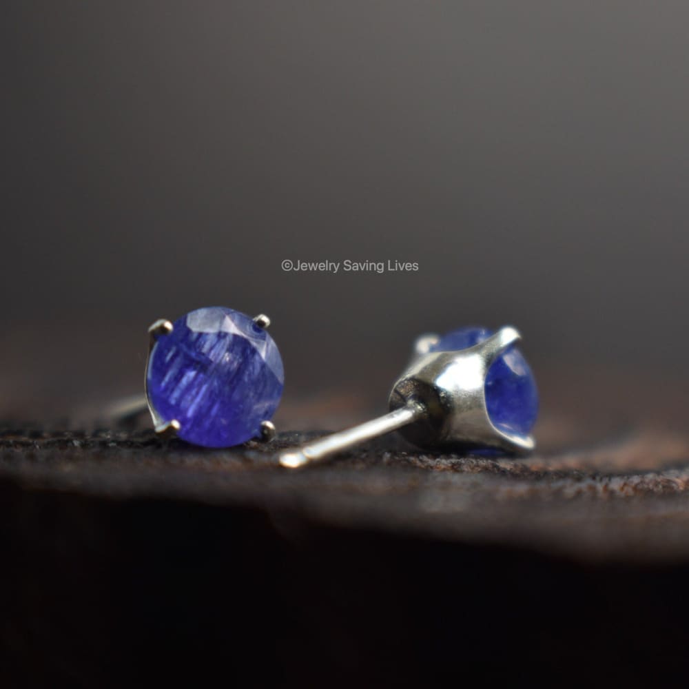 AA Natural Tanzanite Stud Earrings Earrings Handmade Handcrafted