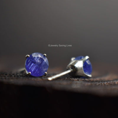 AA Natural Tanzanite Stud Earrings Earrings Handmade JSL Made in USA