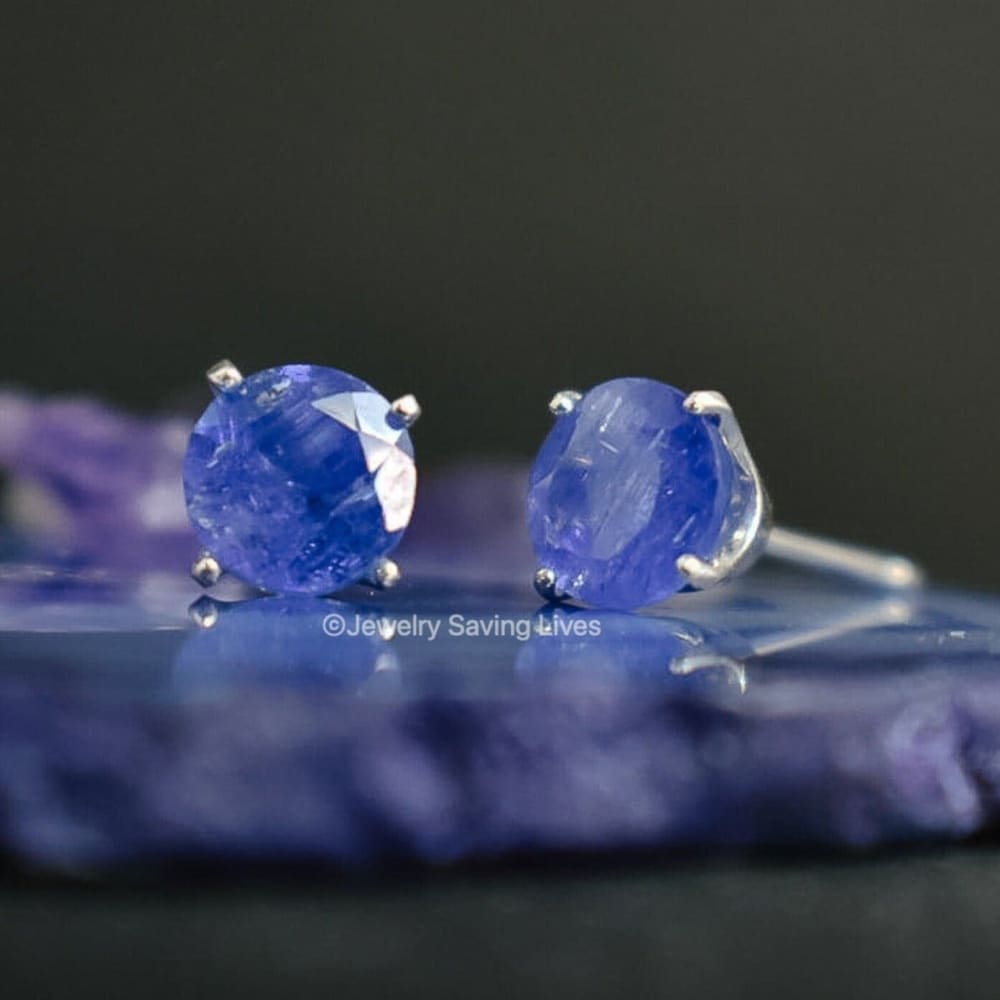 AA Natural Tanzanite Stud Earrings Earrings Handmade Handcrafted