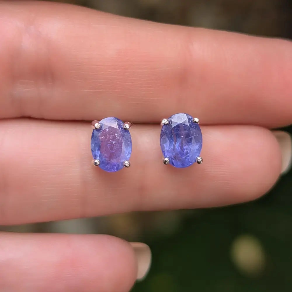 AAA Natural Tanzanite Oval Stud Earrings Earrings Handmade Handcrafted