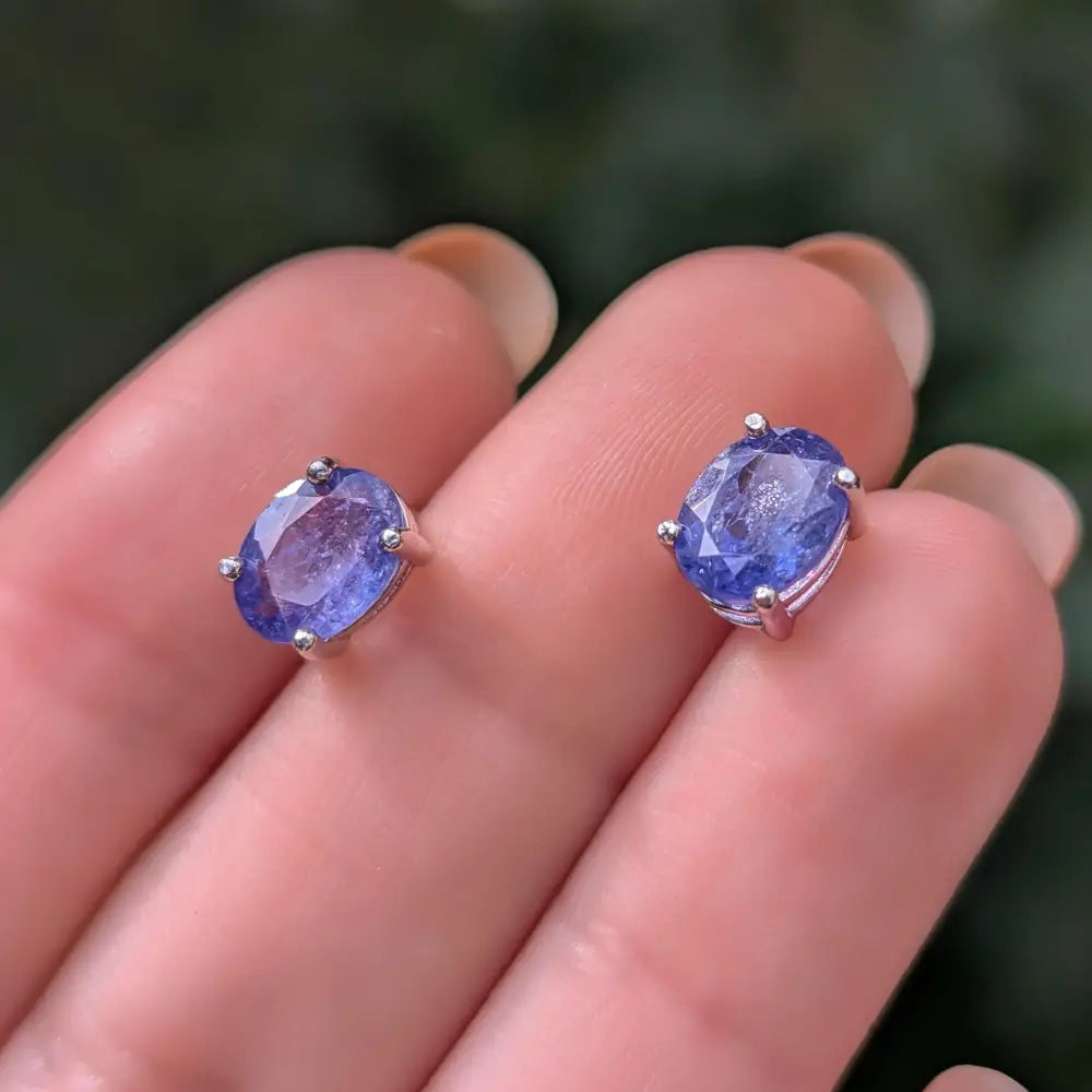 AAA Natural Tanzanite Oval Stud Earrings Earrings Handmade Handcrafted