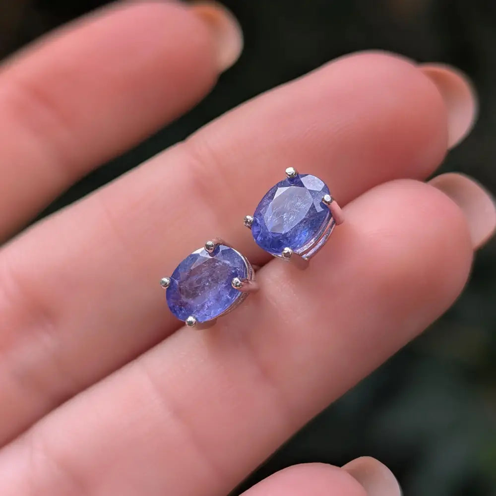AAA Natural Tanzanite Oval Stud Earrings Earrings Handmade Handcrafted