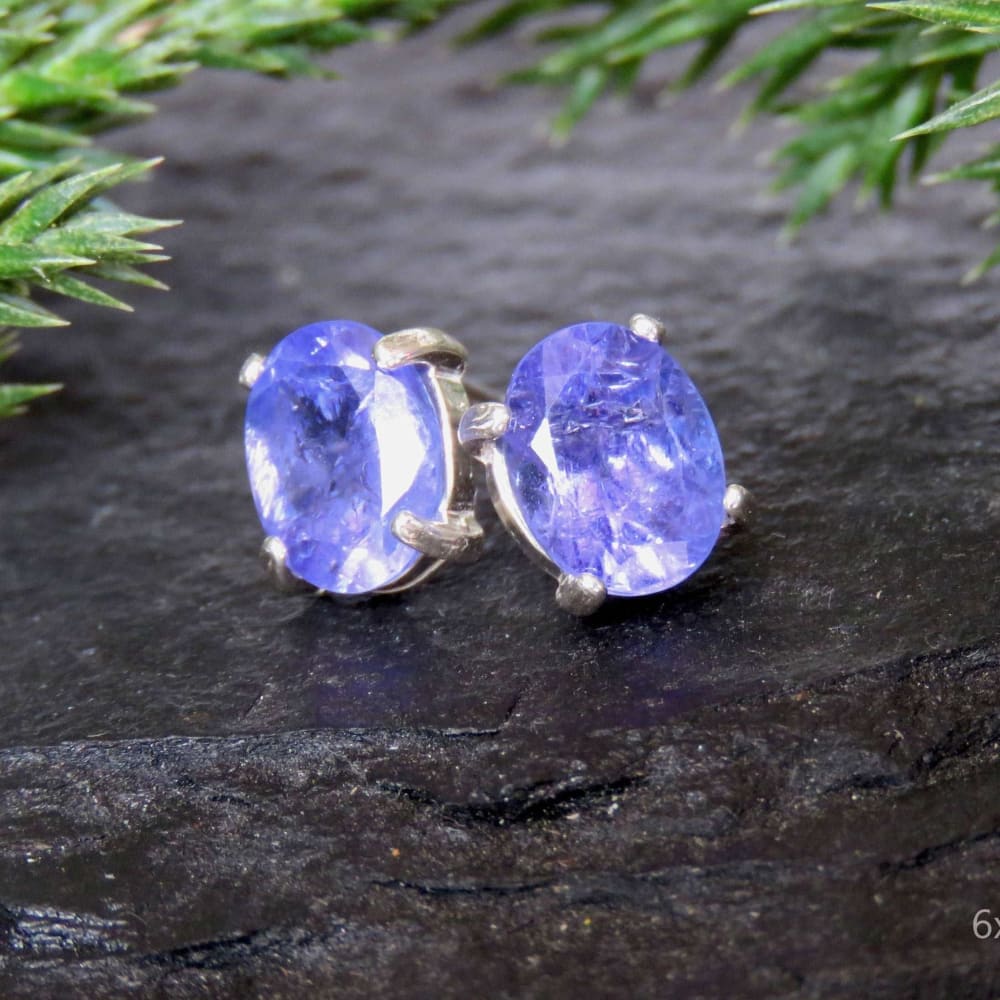 AAA Natural Tanzanite Oval Stud Earrings Earrings Handmade Handcrafted