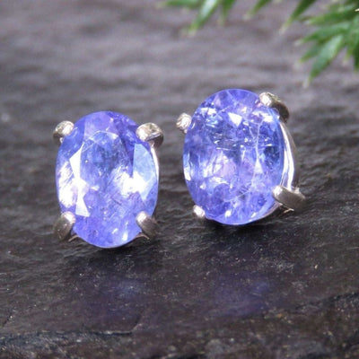 AAA Natural Tanzanite Oval Stud Earrings Earrings Handmade Handcrafted