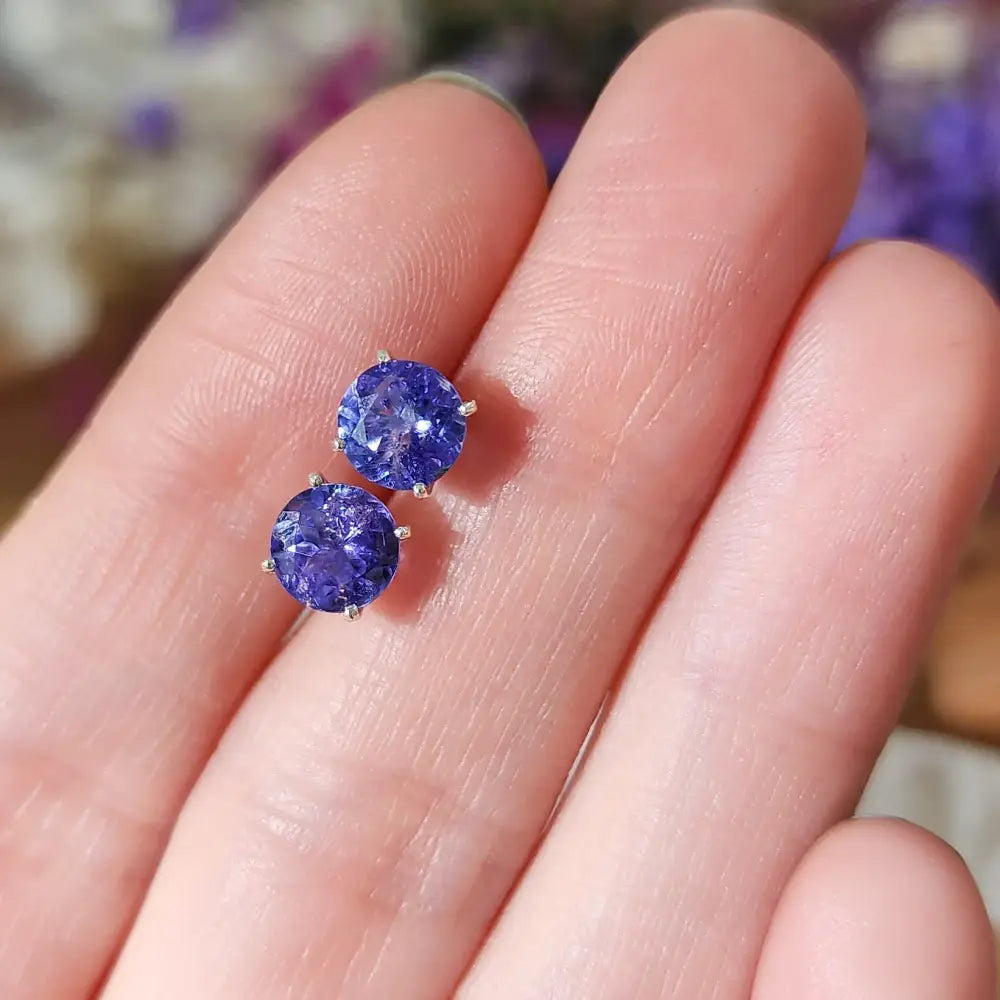AAA Natural Tanzanite Stud Earrings Earrings Handmade Handcrafted
