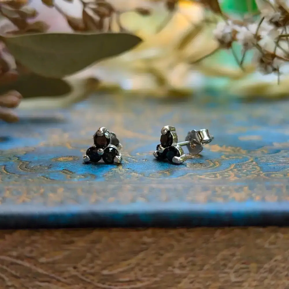 Tri-Cluster Onyx Stud Earrings Earrings Handmade Handcrafted