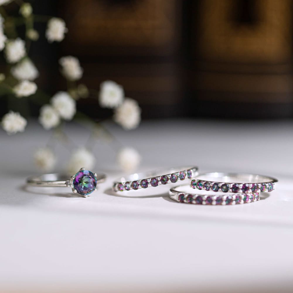 LAST CALL Alexandrite Half Eternity Band in Rose Gold Fill Rings Handmade Handcrafted