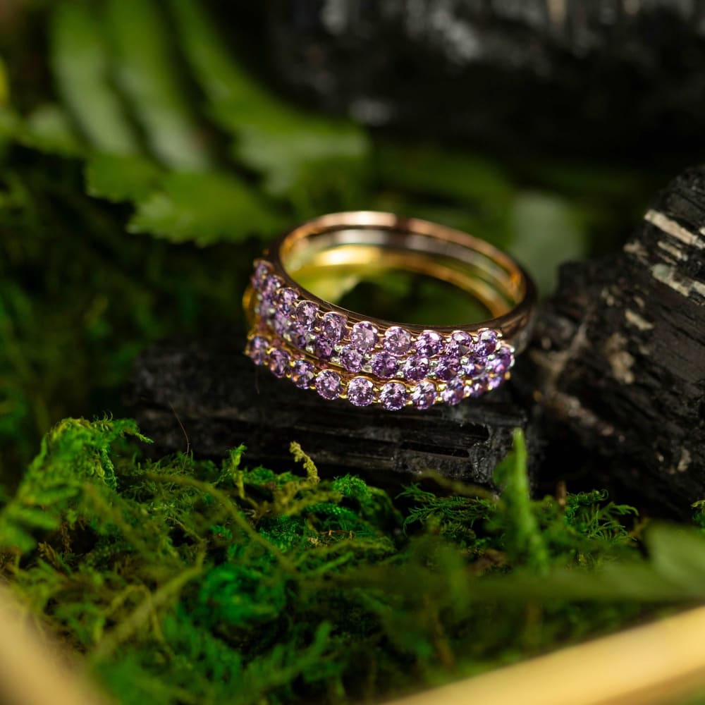 Amethyst Half Eternity Band Rings Handmade Handcrafted